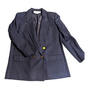 Evan Picone Plus Size 14 Navy‎ Blue Womens Wool Blazer Suit Jacket Saks 5th Ave